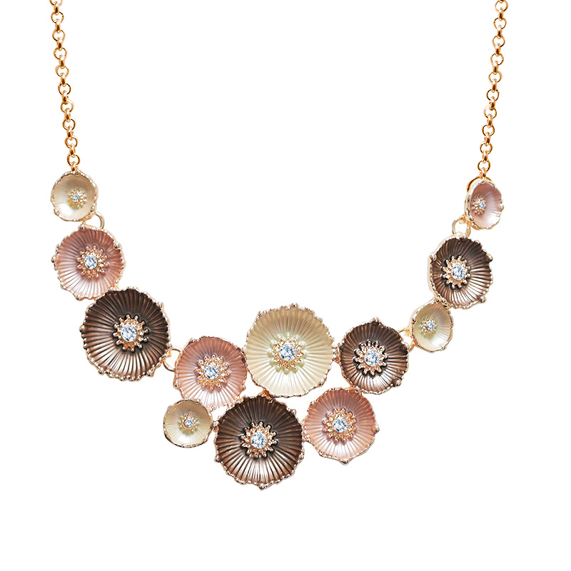 COLLANA FLOREALE SMALTATA CON STRASS - SW25116C443