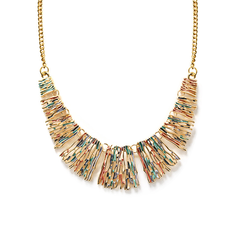 COLLANA CON LAMELLE SMALTATE EFFETTO FRANGE - SW25116C450