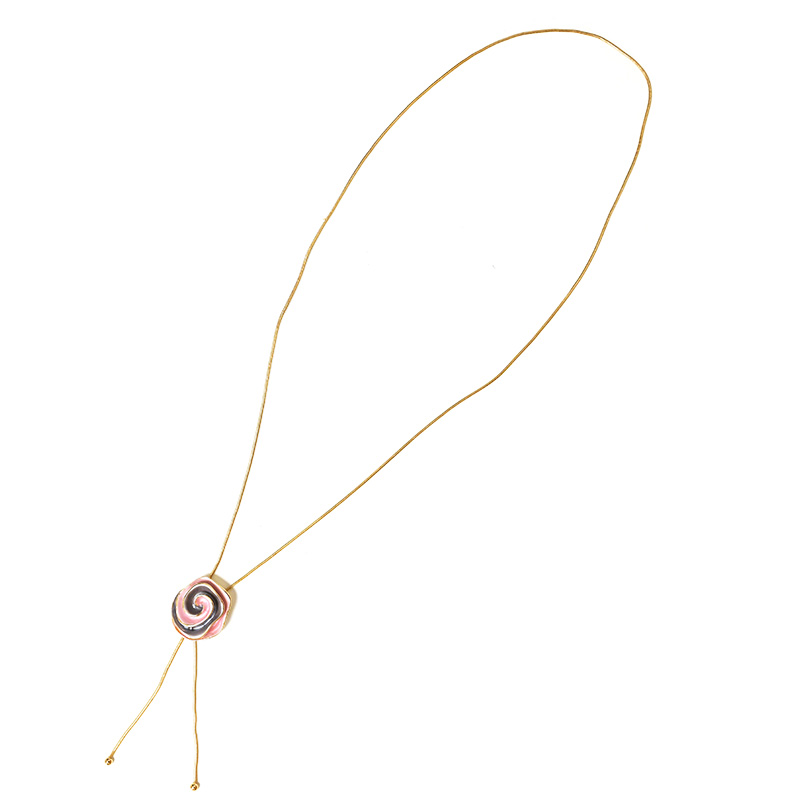 COLLANA LUNGA A Y REGOLABILE CON ROSA A SPIRALE SMALTATA - SW2576C478