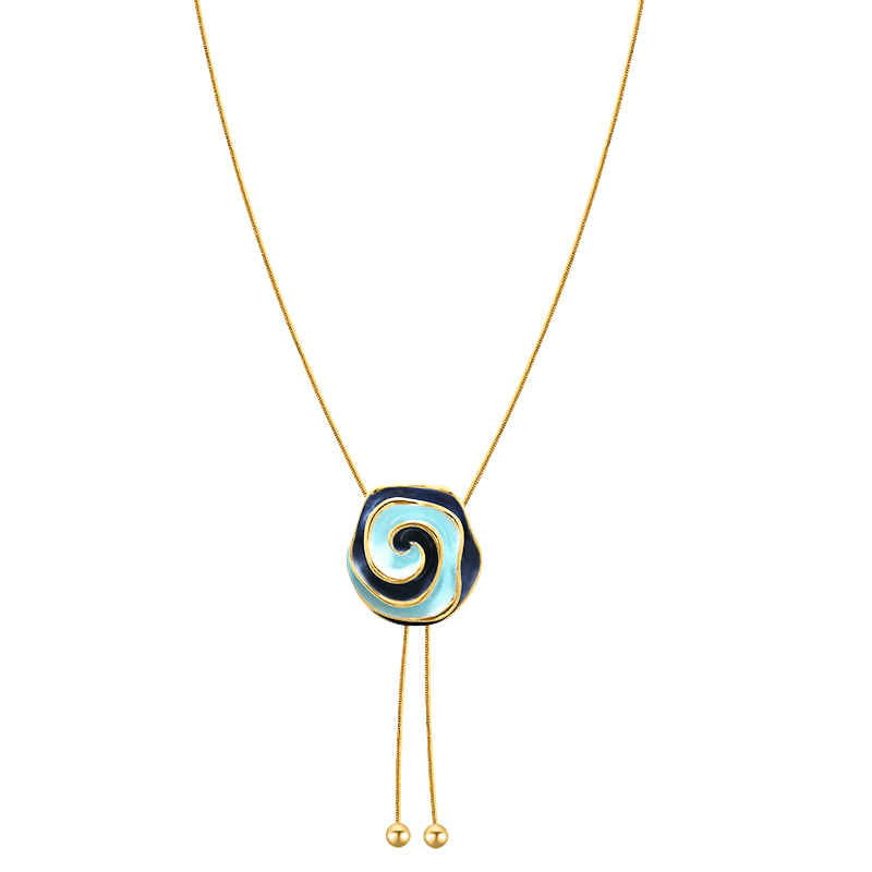 COLLANA LUNGA A Y REGOLABILE CON ROSA A SPIRALE SMALTATA - SW2576C478
