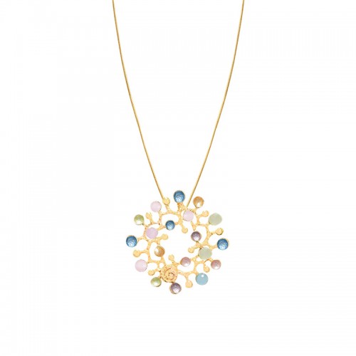 COLLANA CON CIONDOLO TRAFORATO A BOLLICINE SMALTATE - SW2592B66