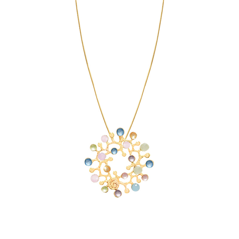 COLLANA CON CIONDOLO TRAFORATO A BOLLICINE SMALTATE - SW2592B66