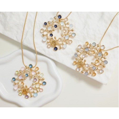 COLLANA CON CIONDOLO TRAFORATO A BOLLICINE SMALTATE - SW2592B66