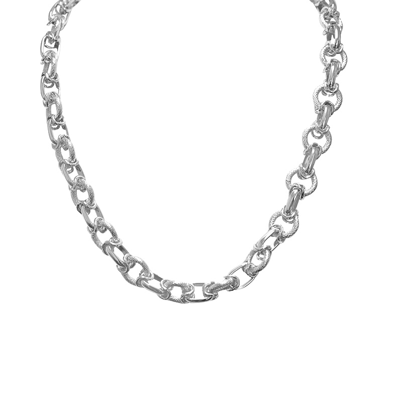 COLLANA CATENA CON MAGLIE ALTERNATE LUCIDE E RIGATE - SW25944B18