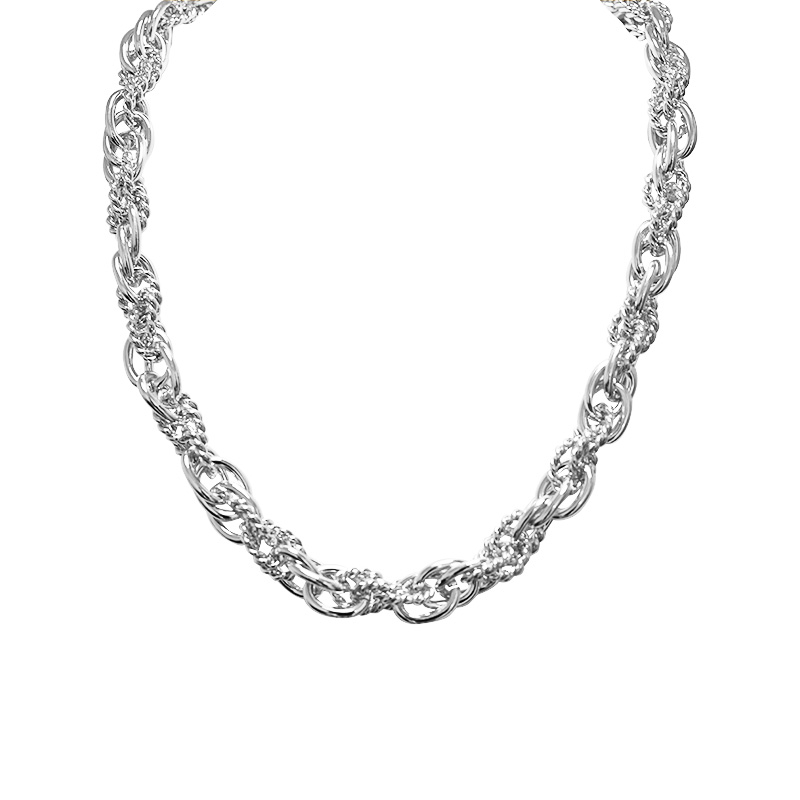 COLLANA CATENA A DOPPIA MAGLIA CON ANELLI LISCI E INTRECCIATI ALTERNATI - SW25944B20 COLLANA CATENA A DOPPIA MAGLIA CON ANELLI LISCI E INTRECCIATI ALTERNATI - SW25944B20