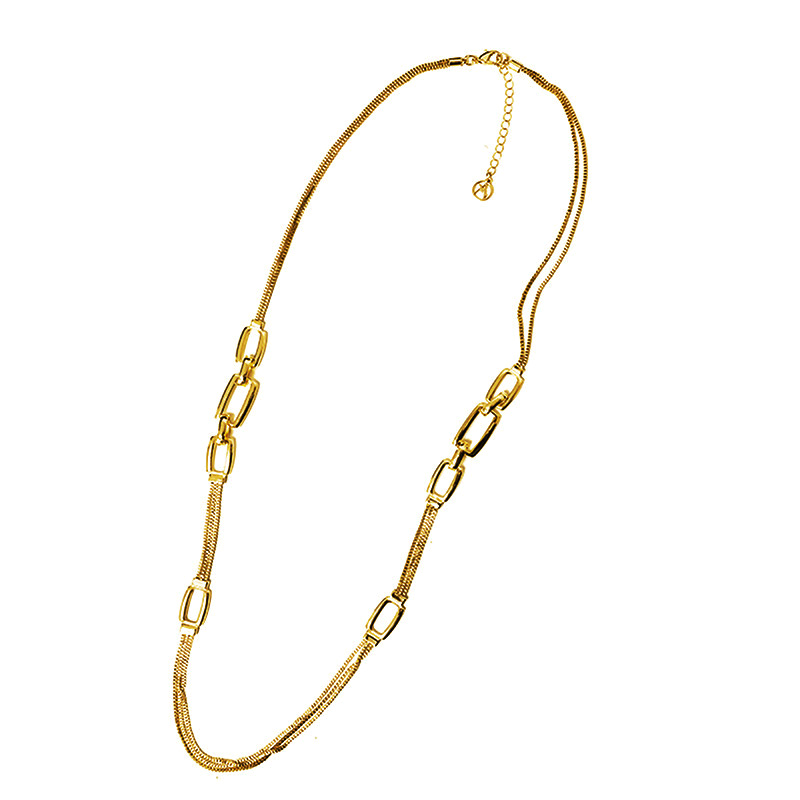 COLLANA LUNGA CATENA A SCATOLA CON MAGLIE RETTANGOLARI - SW26120C827
