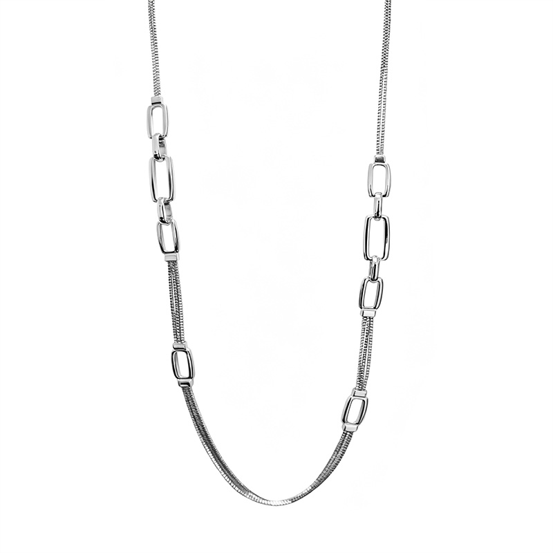 COLLANA LUNGA CATENA A SCATOLA CON MAGLIE RETTANGOLARI - SW26120C827