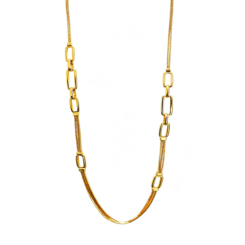 COLLANA LUNGA CATENA A SCATOLA CON MAGLIE RETTANGOLARI - SW26120C827