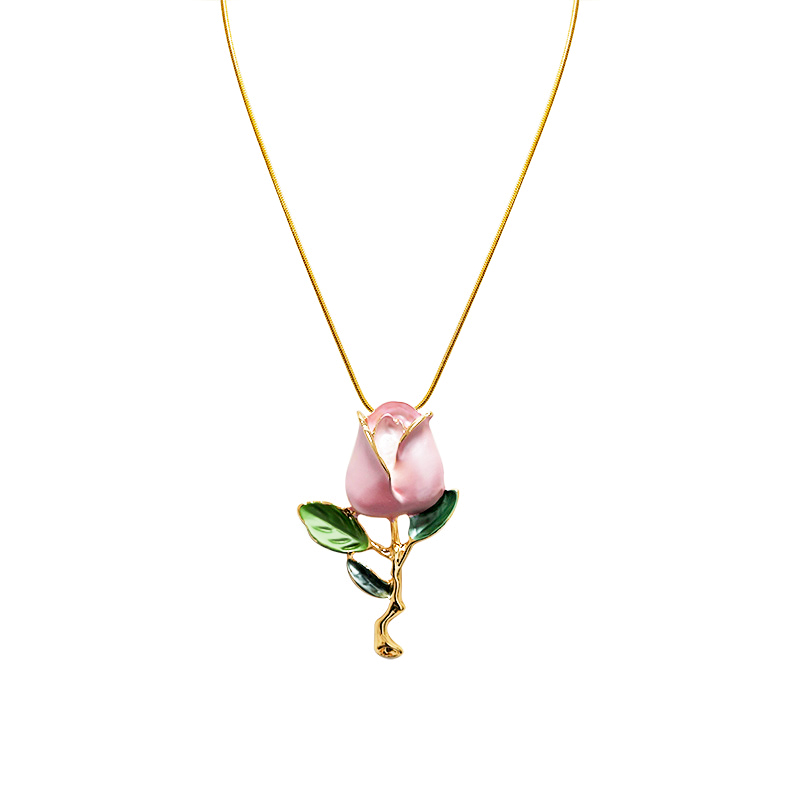 COLLANA CON CIONDOLO A FORMA DI ROSA SMALTATA - SW2667D065