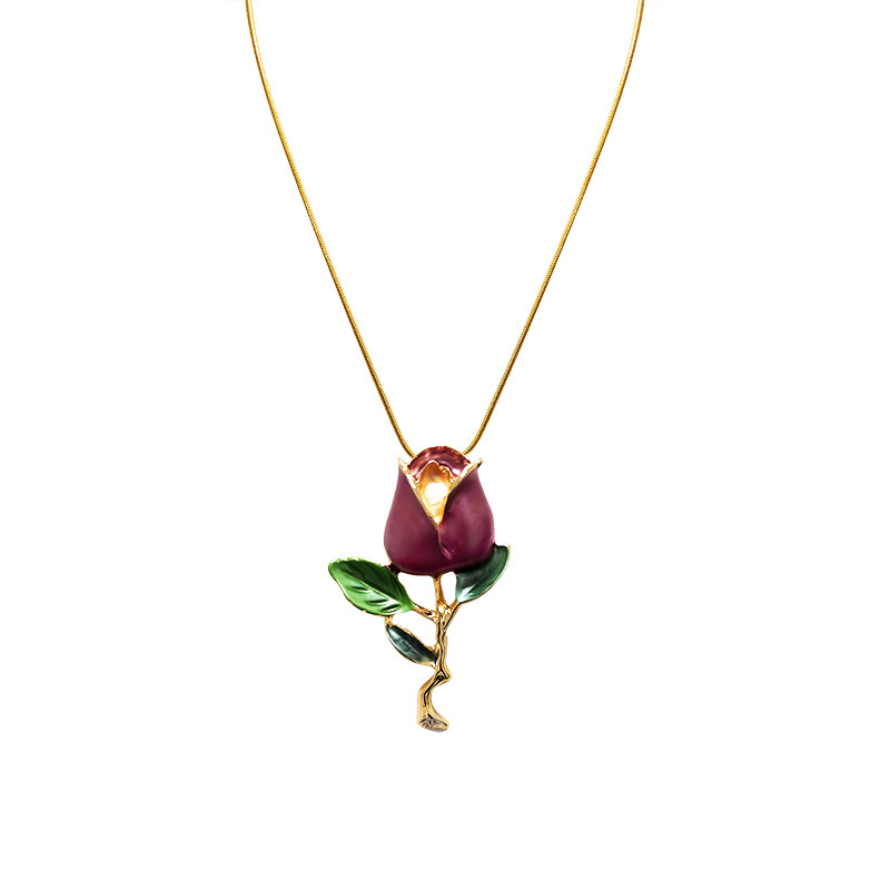 COLLANA CON CIONDOLO A FORMA DI ROSA SMALTATA - SW2667D065