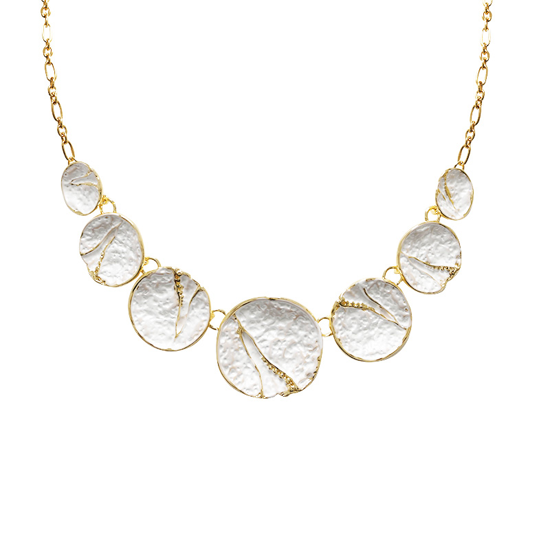 COLLANA CON DISCHI SMALTATI EFFETTO MARTELLATO - SW2688C803