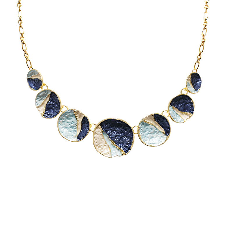 COLLANA CON DISCHI SMALTATI EFFETTO MARTELLATO - SW2688C803