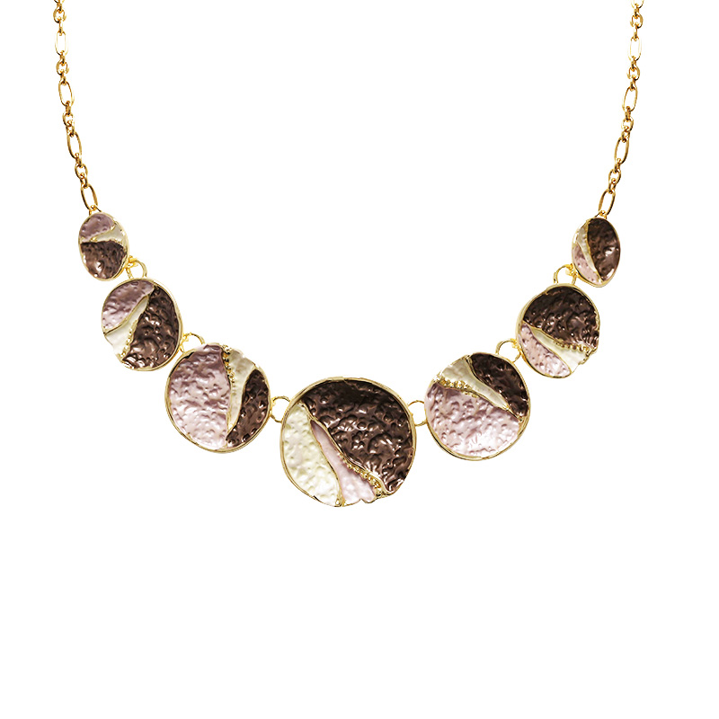 COLLANA CON DISCHI SMALTATI EFFETTO MARTELLATO - SW2688C803