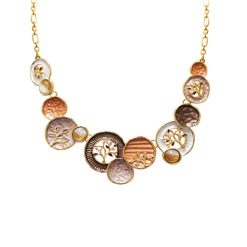 COLLANA CON ALBERI DELLA VITA E DISCHI SMALTATI - SW2688C806