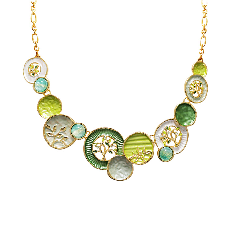 COLLANA CON ALBERI DELLA VITA E DISCHI SMALTATI - SW2688C806