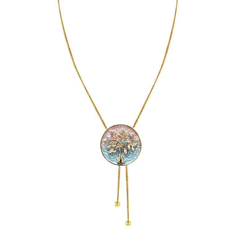 COLLANA LUNGA A Y REGOLABILE CON ALBERO DELLA VITA SMALTATO - SW2688C824