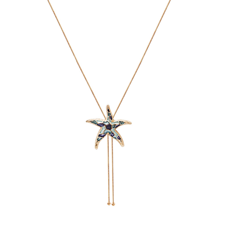 COLLANA LUNGA A Y REGOLABILE CON STELLA MARINA SMALTATA - SW2688C825