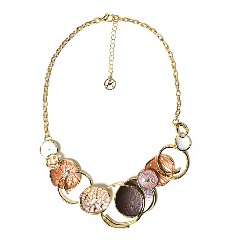 COLLANA CON DISCHI E ANELLI INCROCIATI SMALTATI - SW2692C818
