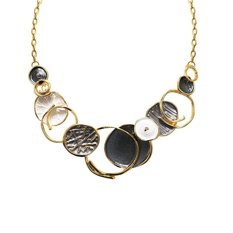 COLLANA CON DISCHI E ANELLI INCROCIATI SMALTATI - SW2692C818