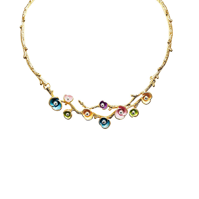 COLLANA CON RAMI FIORITI SMALTATI - SW2696C813
