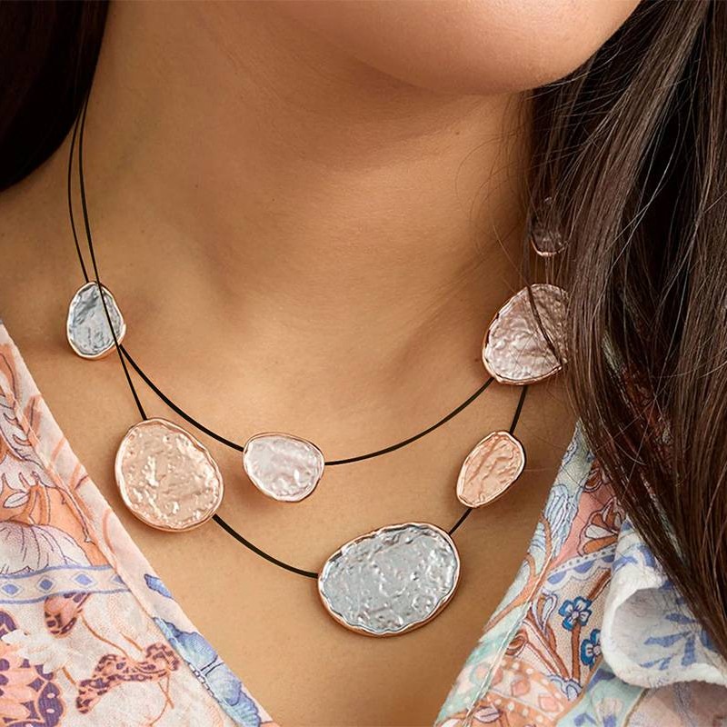 COLLANA SMALTATA CON FILO NERO IN ACCIAIO - SW8314100A31