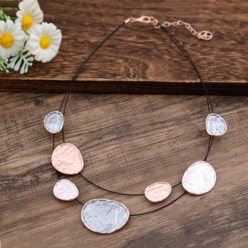 COLLANA SMALTATA CON FILO NERO IN ACCIAIO - SW8314100A31