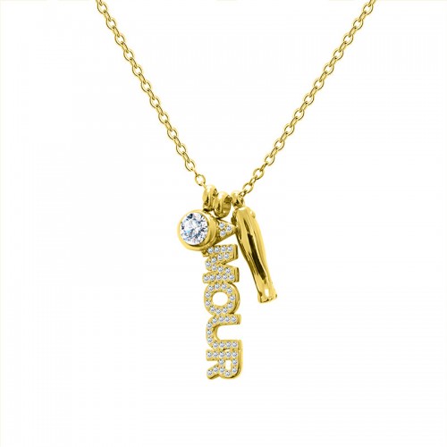 COLLANA CON SCRITTA 'AMOUR' IN ZIRCONI - YC2472B951