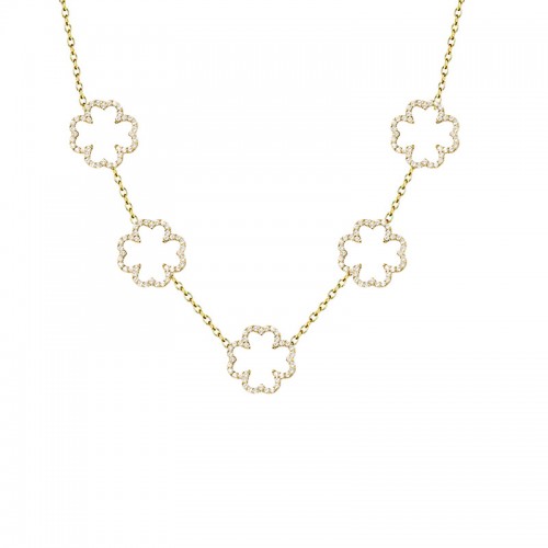 COLLANA 5 QUADRIFOGLI IN STRASS - YC25128B385
