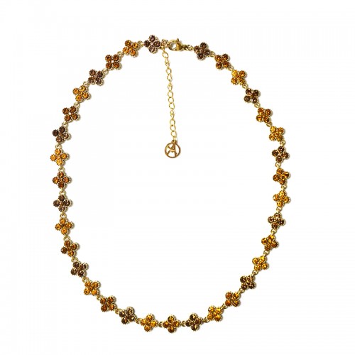 COLLANA A QUADRIFOGLI CON STRASS COLORATI - YC25160C233