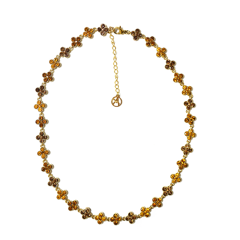 COLLANA A QUADRIFOGLI CON STRASS COLORATI - YC25160C233