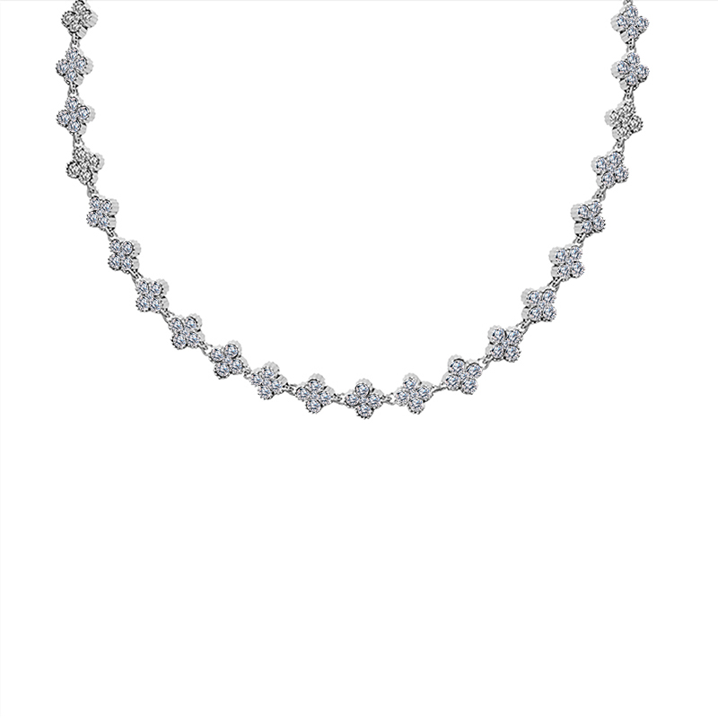 COLLANA A QUADRIFOGLI CON STRASS COLORATI - YC25160C233