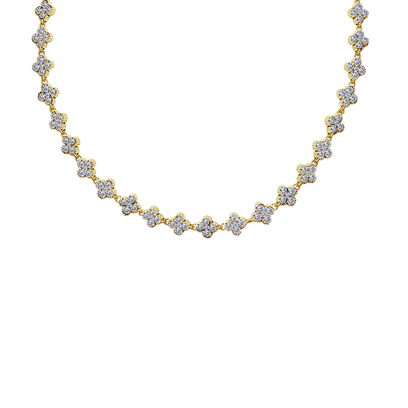 COLLANA A QUADRIFOGLI CON STRASS COLORATI - YC25160C233