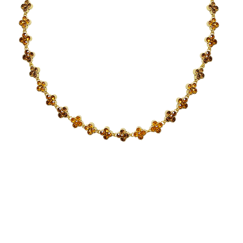 COLLANA A QUADRIFOGLI CON STRASS COLORATI - YC25160C233