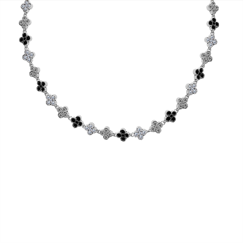 COLLANA A QUADRIFOGLI CON STRASS COLORATI - YC25160C233