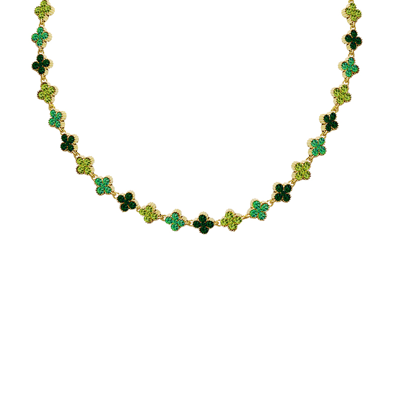 COLLANA A QUADRIFOGLI CON STRASS COLORATI - YC25160C233