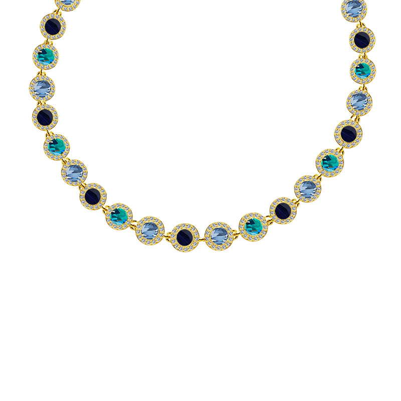 COLLANA CON ZIRCONI ROTONDI COLORATI - YC25312C340