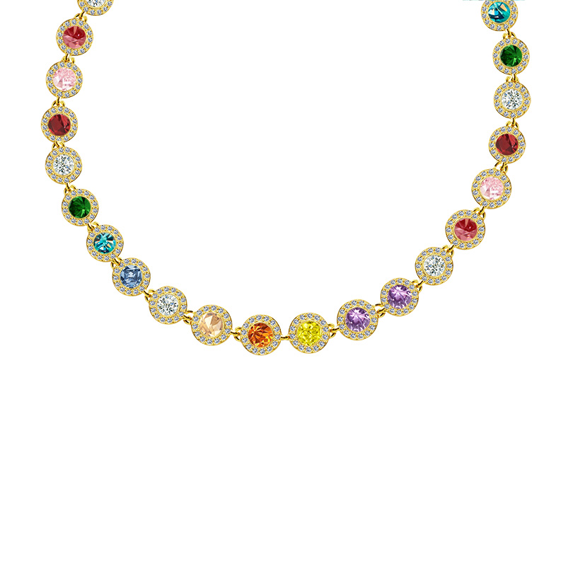 COLLANA CON ZIRCONI ROTONDI COLORATI - YC25312C340