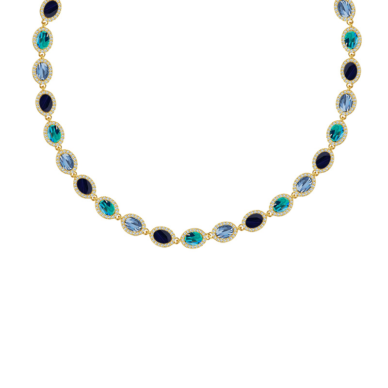 COLLANA CON ZIRCONI OVALI COLORATI - YC25312C342