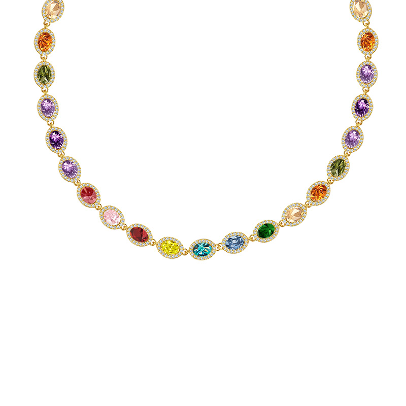 COLLANA CON ZIRCONI OVALI COLORATI - YC25312C342