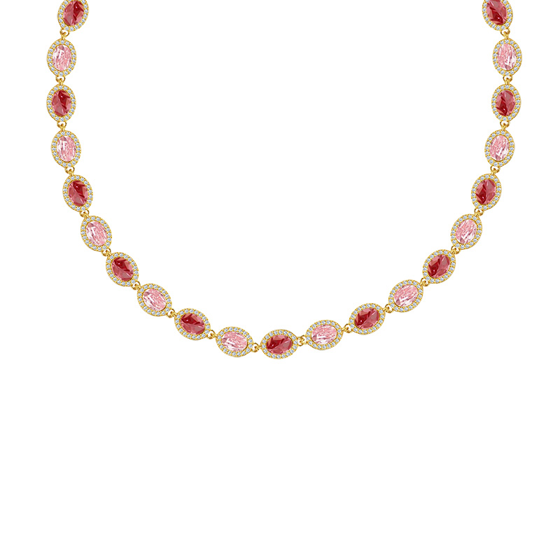 COLLANA CON ZIRCONI OVALI COLORATI - YC25312C342