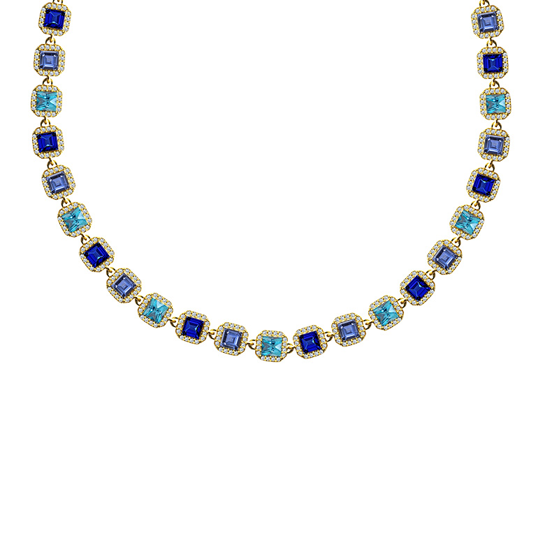 COLLANA CON ZIRCONI QUADRATI COLORATI - YC25312C344