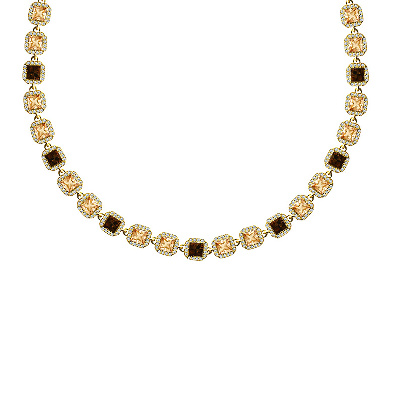 COLLANA CON ZIRCONI QUADRATI COLORATI - YC25312C344