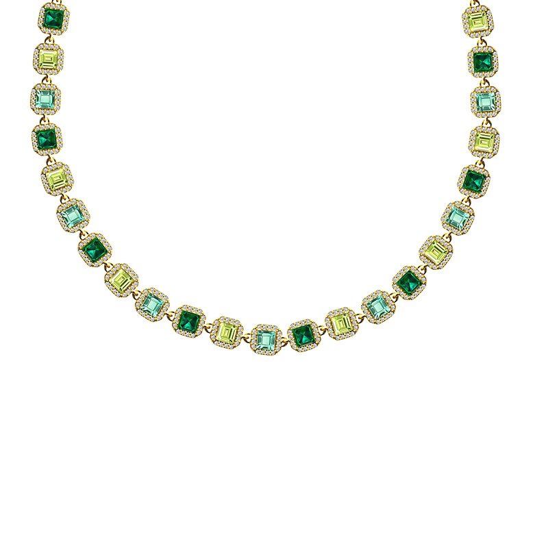 COLLANA CON ZIRCONI QUADRATI COLORATI - YC25312C344