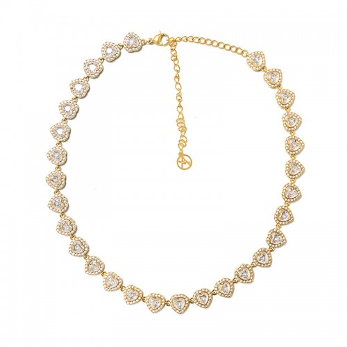 COLLANA A CUORI CON ZIRCONI COLORATI - YC25312C346