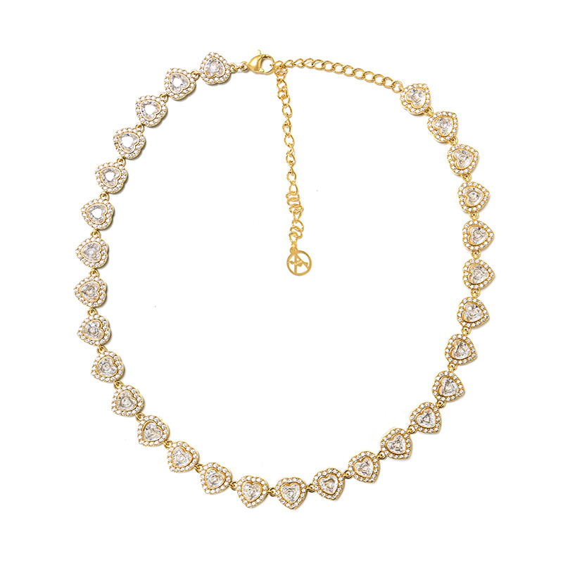 COLLANA A CUORI CON ZIRCONI COLORATI - YC25312C346