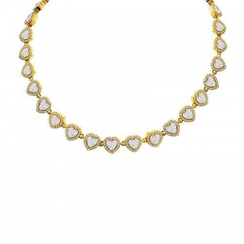 COLLANA A CUORI CON ZIRCONI COLORATI - YC25312C346