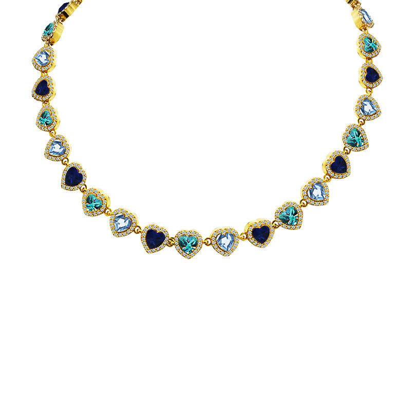 COLLANA A CUORI CON ZIRCONI COLORATI - YC25312C346