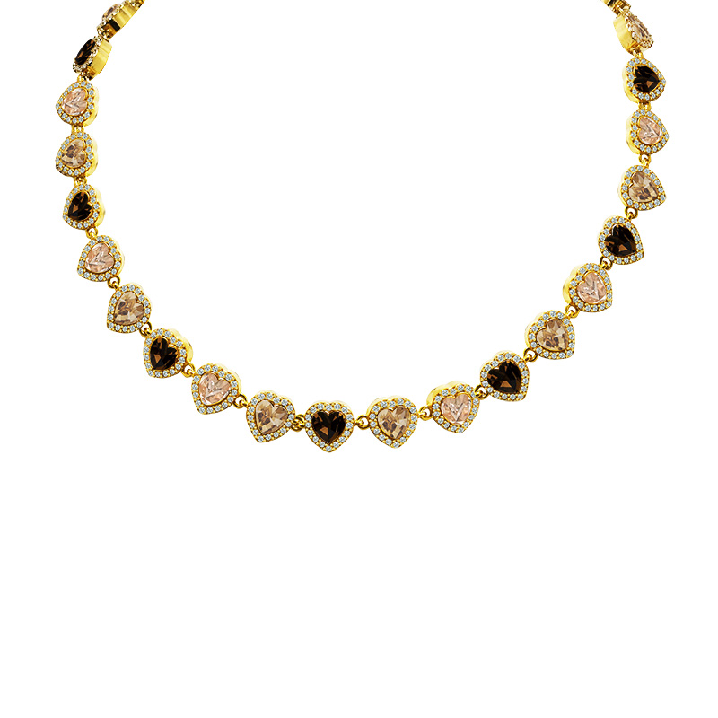 COLLANA A CUORI CON ZIRCONI COLORATI - YC25312C346