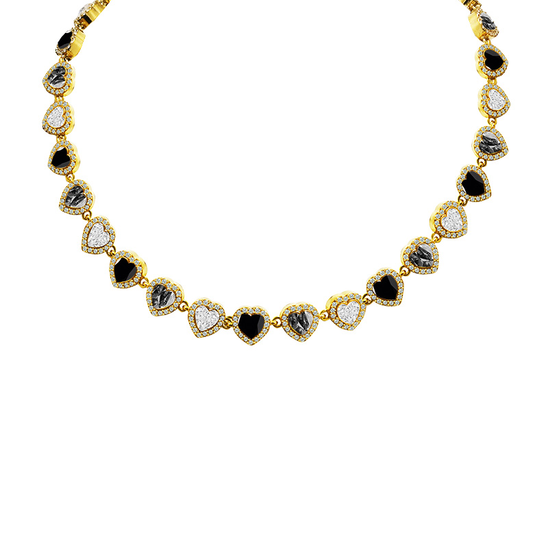 COLLANA A CUORI CON ZIRCONI COLORATI - YC25312C346