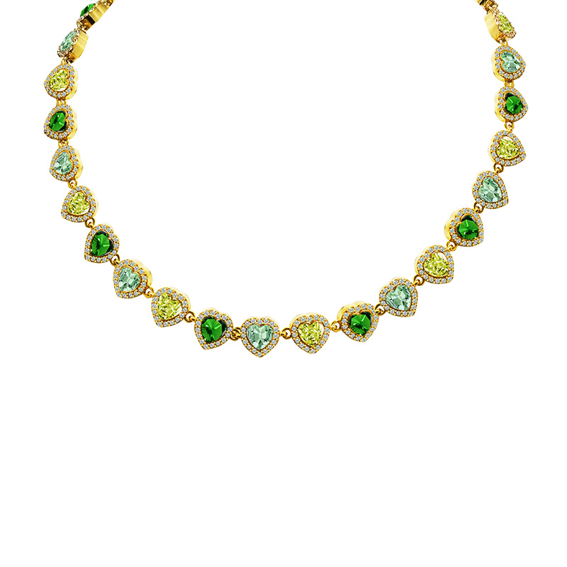 COLLANA A CUORI CON ZIRCONI COLORATI - YC25312C346